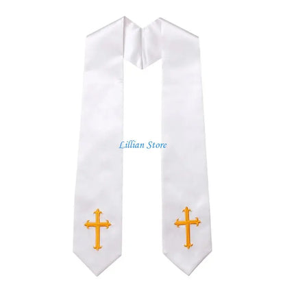 Adult Unisex 72-Inch Liturgical Clergy Stole – Premium Embroidered Cross Ministry Scarf
