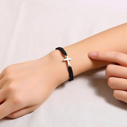 Braided Cross Charm Bracelet