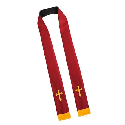 Adult Unisex Reversible Liturgical Clergy Stole – Premium Embroidered Cross Ministry Scarf