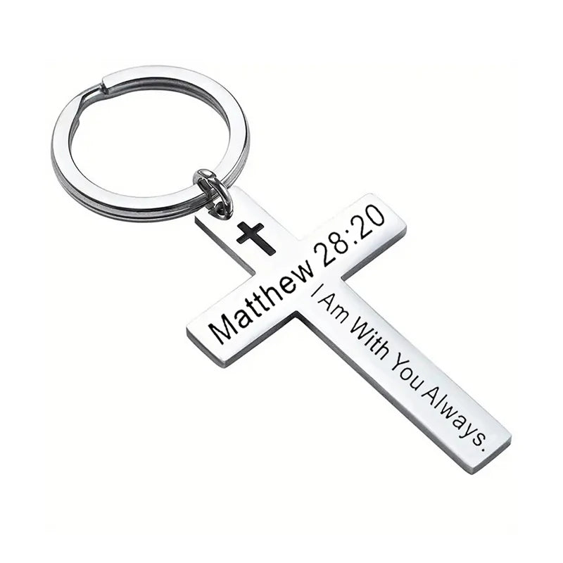 Christian Bible Verse Cross Keychain