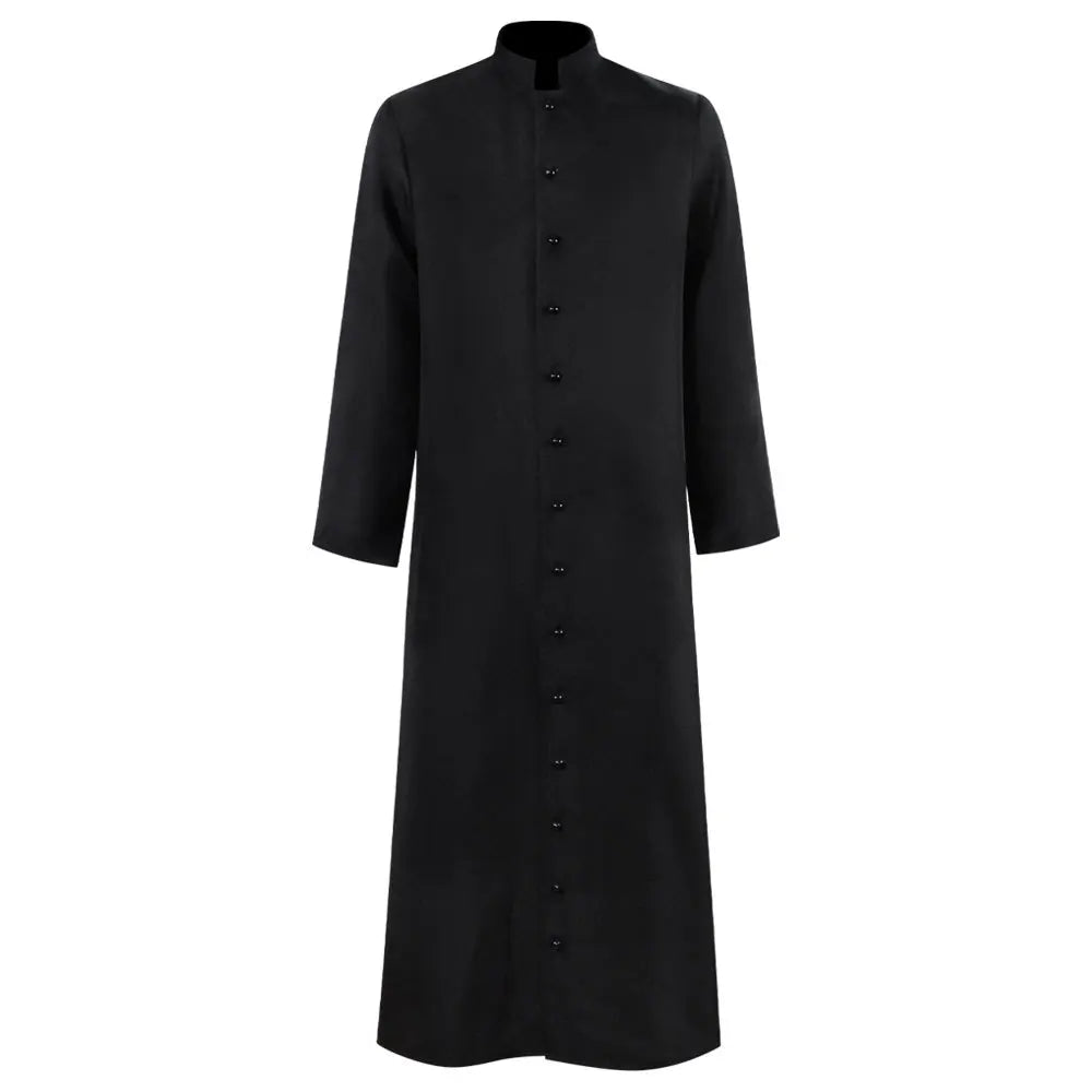 Men's Traditional Roman Catholic Clergy Cassock Robe – Minimalist Single-Breasted Vestment