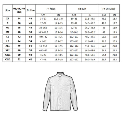 Men's Broadcloth Clergy Tab-Collar Shirt – Classic Long Sleeve Minister Uniform Top