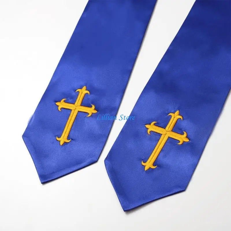 Adult Unisex 72-Inch Liturgical Clergy Stole – Premium Embroidered Cross Ministry Scarf