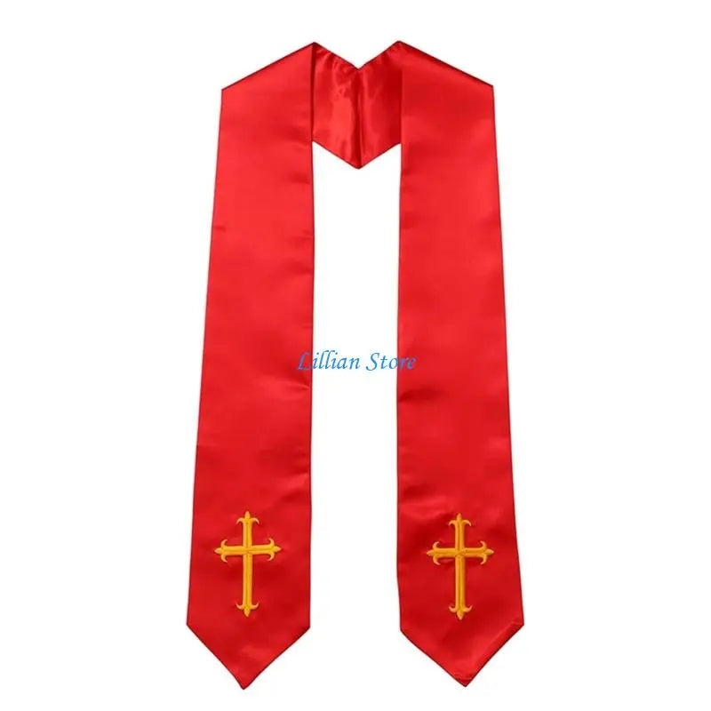 Adult Unisex 72-Inch Liturgical Clergy Stole – Premium Embroidered Cross Ministry Scarf