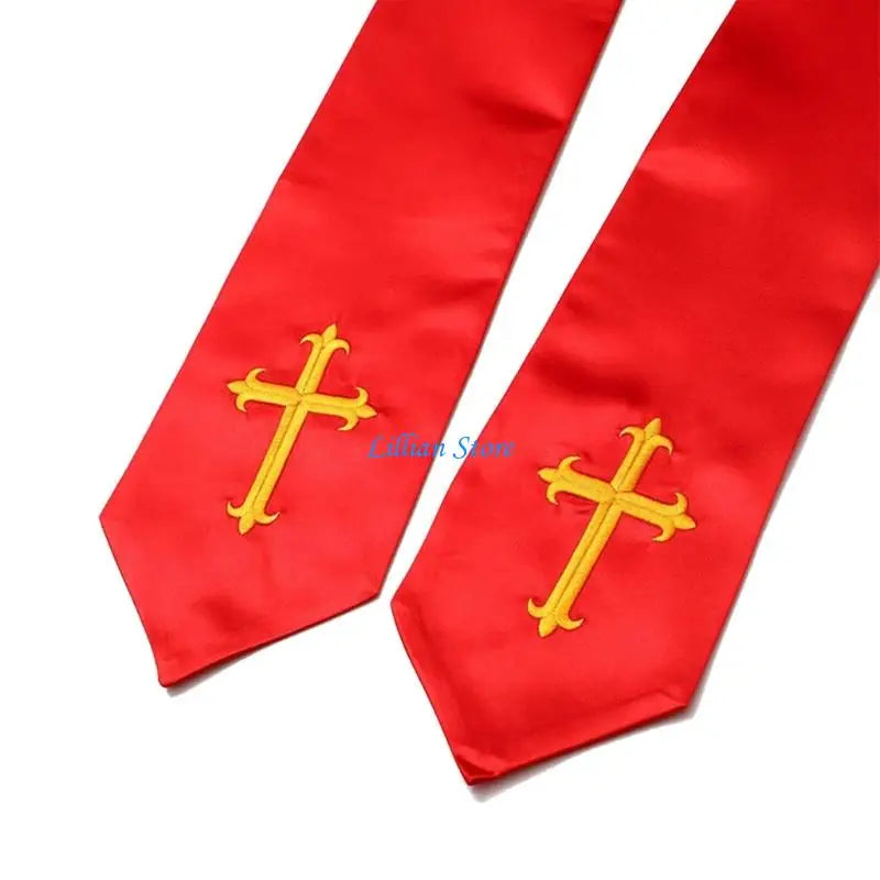 Adult Unisex 72-Inch Liturgical Clergy Stole – Premium Embroidered Cross Ministry Scarf