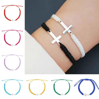 Braided Cross Charm Bracelet