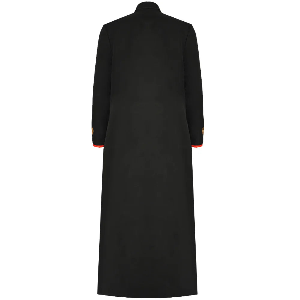 Men's Medieval Liturgical Cassock Cloak – Premium Embroidered Clergy Vestment Trench Coat