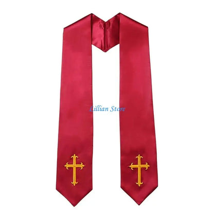 Adult Unisex 72-Inch Liturgical Clergy Stole – Premium Embroidered Cross Ministry Scarf
