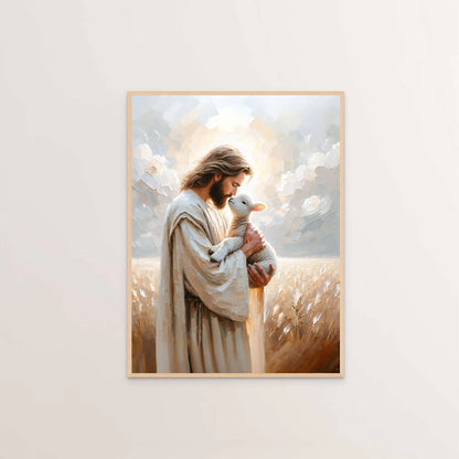 Jesus and the Lamb Canvas Wall Art