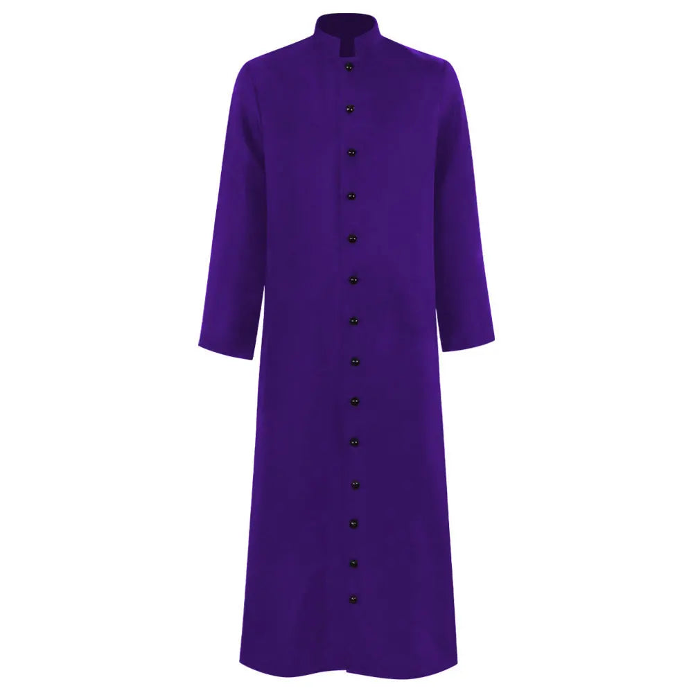 Men's Traditional Roman Catholic Clergy Cassock Robe – Minimalist Single-Breasted Vestment