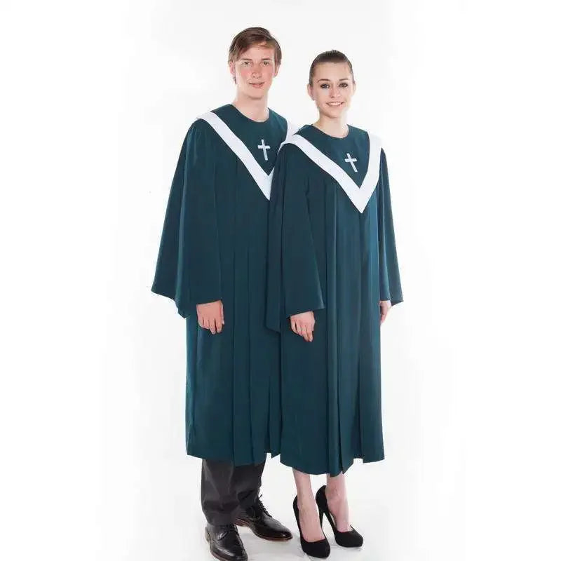 Premium Adult Unisex Church Choir Robe – Liturgical Gown Set with V-Neck Cross Stole