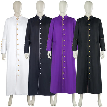 Adult Unisex Traditional Roman Catholic Clergy Cassock Robe – Single-Breasted Liturgical Vestment Gown