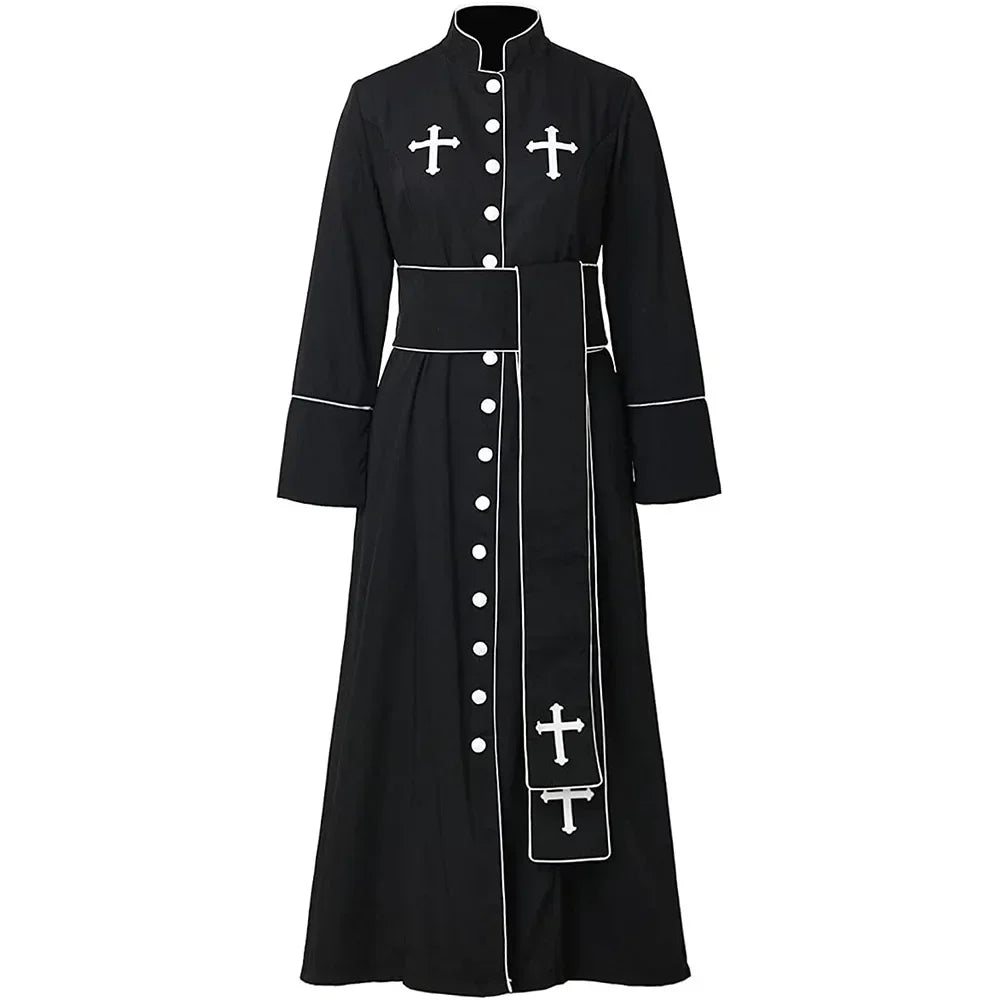 Gracynn Unisex Medieval Clergy Cassock Robe – Anime-Inspired Liturgical Set with Coat and Belt