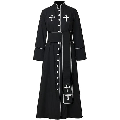 Gracynn Unisex Medieval Clergy Cassock Robe – Anime-Inspired Liturgical Set with Coat and Belt
