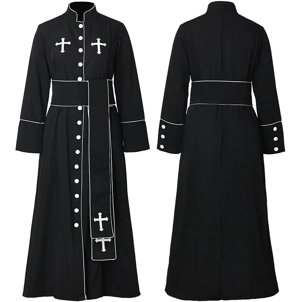 Gracynn Unisex Medieval Clergy Cassock Robe – Anime-Inspired Liturgical Set with Coat and Belt