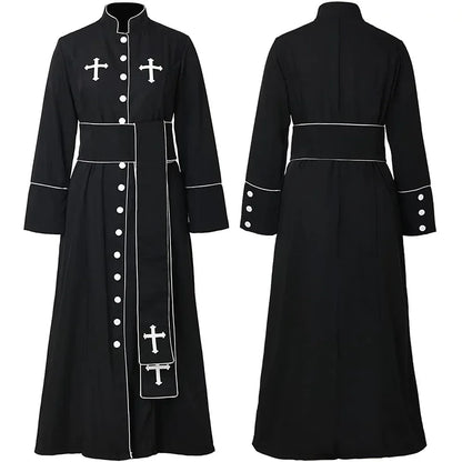 Gracynn Unisex Medieval Clergy Cassock Robe – Anime-Inspired Liturgical Set with Coat and Belt