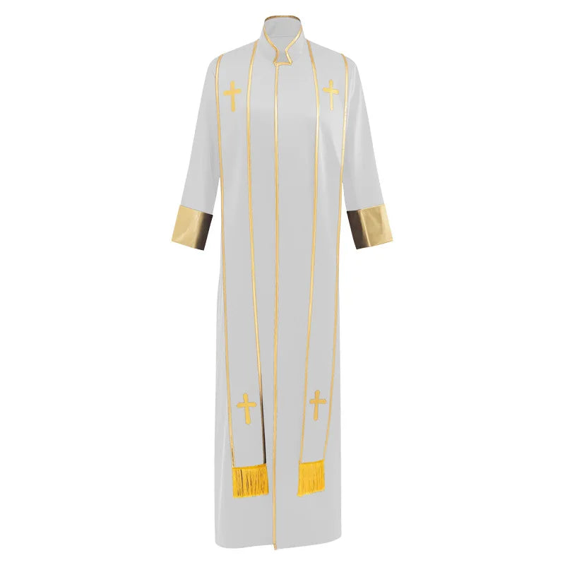 Adult Unisex Clergy Cassock Robe Set – Premium Liturgical Gown with Embroidered Cross Stoles