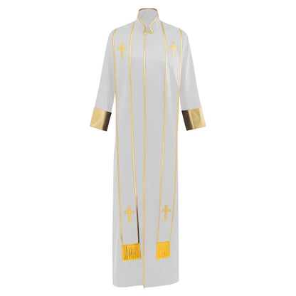 Adult Unisex Clergy Cassock Robe Set – Premium Liturgical Gown with Embroidered Cross Stoles