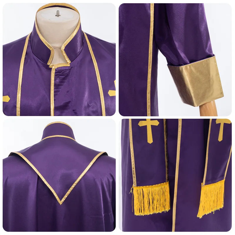 Adult Unisex Clergy Cassock Robe Set – Premium Liturgical Gown with Embroidered Cross Stoles