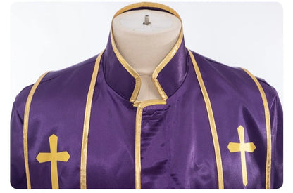 Adult Unisex Clergy Cassock Robe Set – Premium Liturgical Gown with Embroidered Cross Stoles