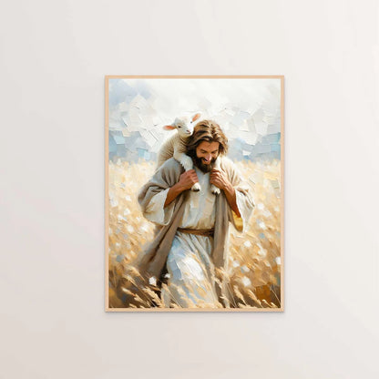 Jesus and the Lamb Canvas Wall Art
