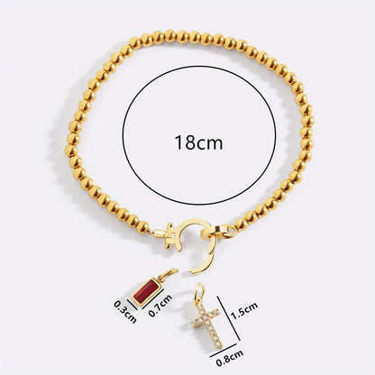 Vintage Cross Birthstone Charm Bracelet — 18K Gold Plated