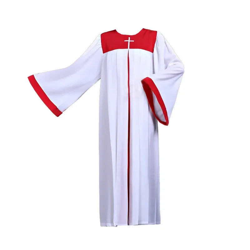 Premium Women's Church Choir Robe – Liturgical Embroidered Cross Gown for Poetry and Worship Classes