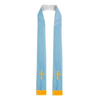 Adult Unisex Reversible Liturgical Clergy Stole – Premium Embroidered Cross Ministry Scarf