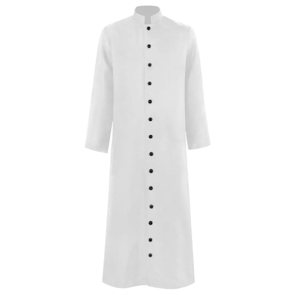 Men's Traditional Roman Catholic Clergy Cassock Robe – Minimalist Single-Breasted Vestment