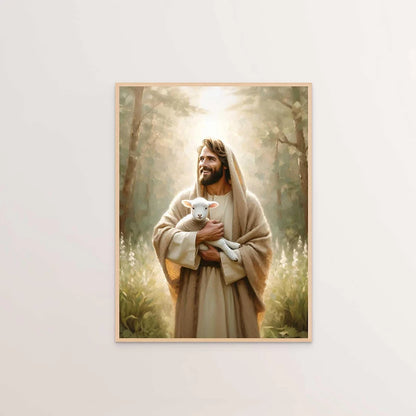 Jesus and the Lamb Canvas Wall Art