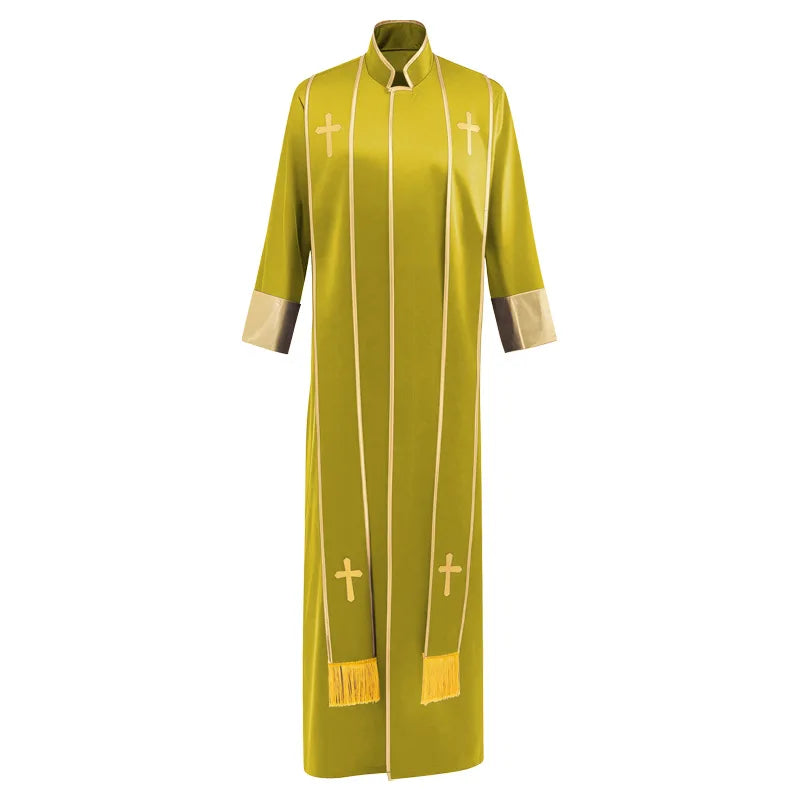 Adult Unisex Clergy Cassock Robe Set – Premium Liturgical Gown with Embroidered Cross Stoles