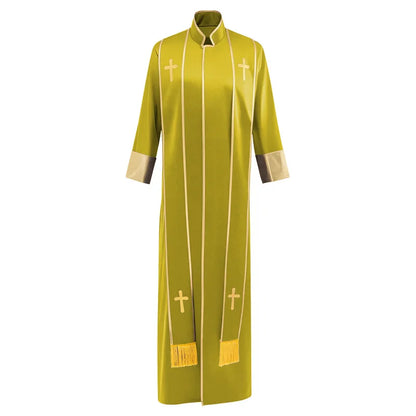 Adult Unisex Clergy Cassock Robe Set – Premium Liturgical Gown with Embroidered Cross Stoles