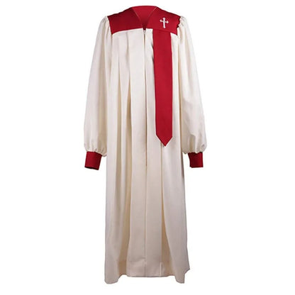 Premium Adult Liturgical Choir Robe Set – Classic Church Uniform with Contrast Yoke and Tied Tie