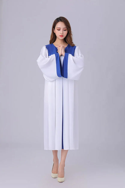 Premium Women's Church Choir Robe – Liturgical Embroidered Cross Gown for Poetry and Worship Classes