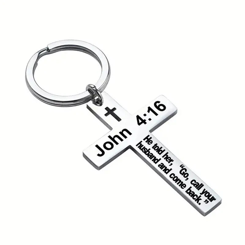 Christian Bible Verse Cross Keychain