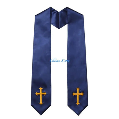 Adult Unisex 72-Inch Liturgical Clergy Stole – Premium Embroidered Cross Ministry Scarf