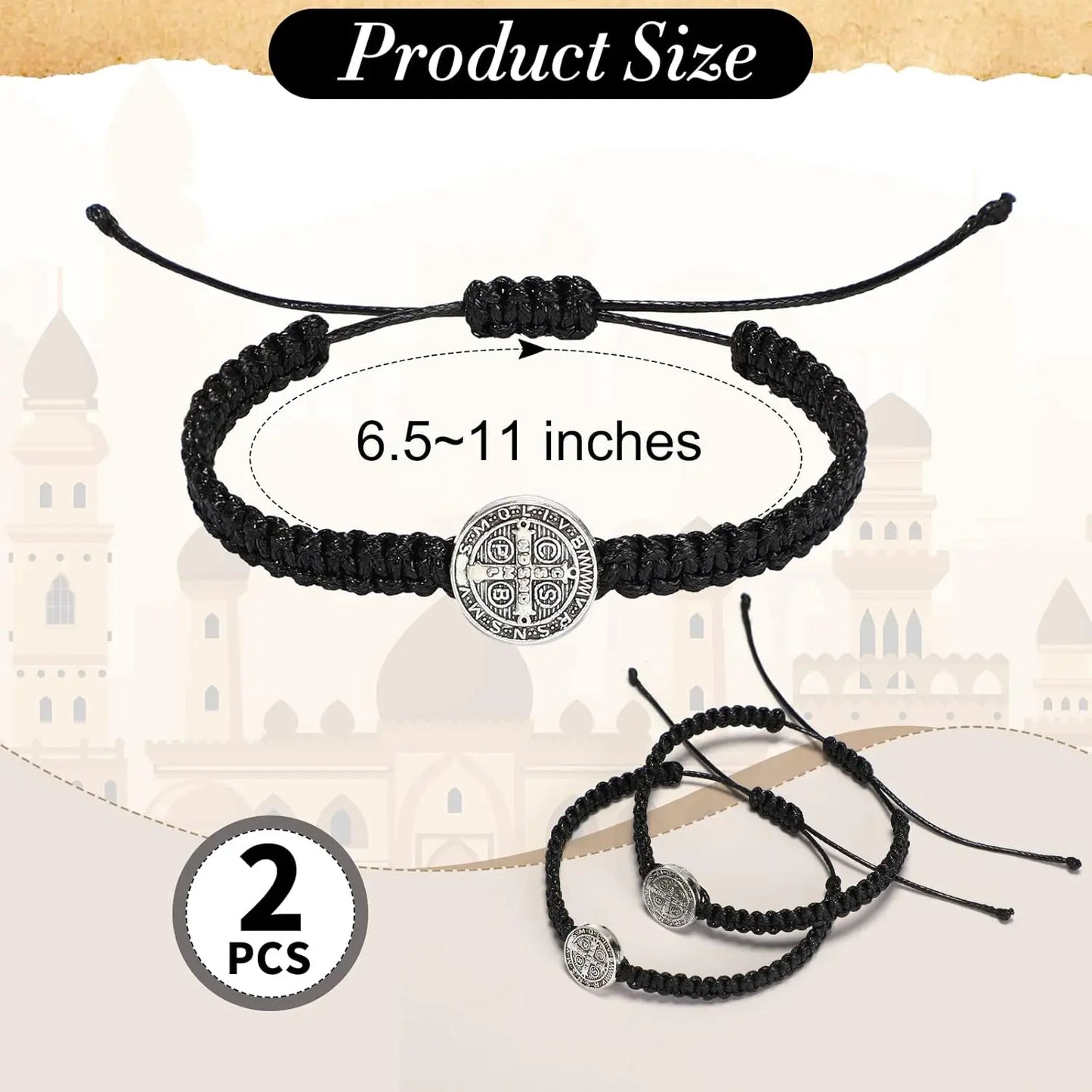 St. Benedict Blessing Charm Bracelet — Set of 2