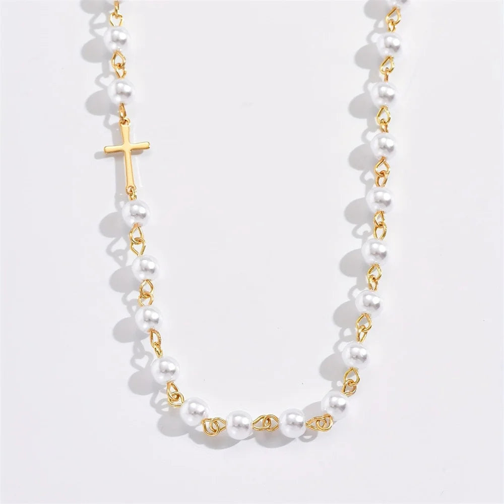 Pearl & Cross Necklace