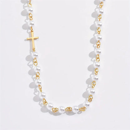 Pearl & Cross Necklace