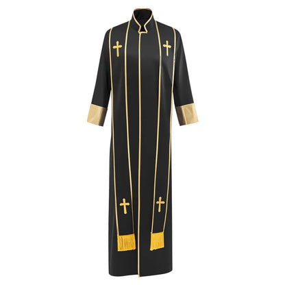 Adult Unisex Clergy Cassock Robe Set – Premium Liturgical Gown with Embroidered Cross Stoles
