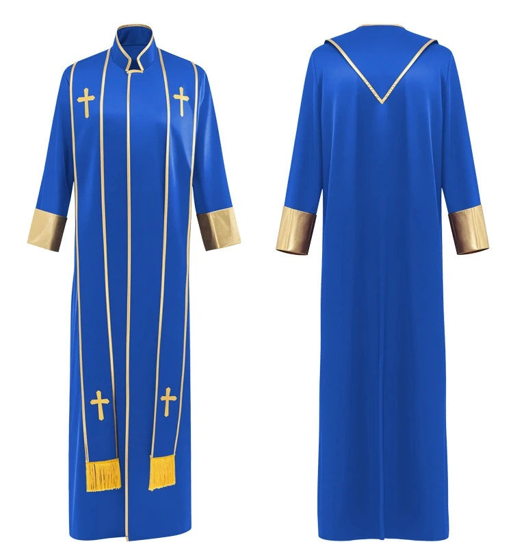 Adult Unisex Clergy Cassock Robe Set – Premium Liturgical Gown with Embroidered Cross Stoles