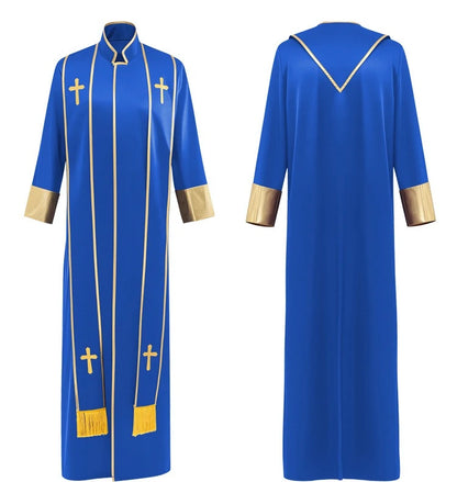 Adult Unisex Clergy Cassock Robe Set – Premium Liturgical Gown with Embroidered Cross Stoles