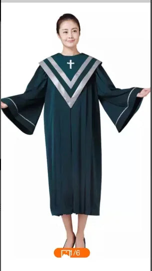 Premium Adult Unisex Church Choir Robe – Liturgical Gown Set with V-Neck Cross Stole