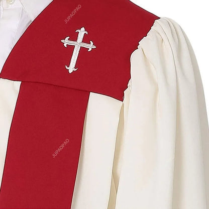 Premium Adult Liturgical Choir Robe Set – Classic Church Uniform with Contrast Yoke and Tied Tie