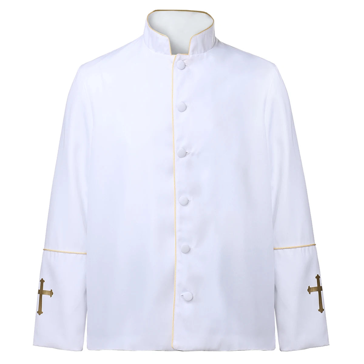 Men Priest Jacket Uniform Catholic Church Cross Pastor Minister Choir Costume
