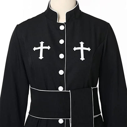 Gracynn Unisex Medieval Clergy Cassock Robe – Anime-Inspired Liturgical Set with Coat and Belt