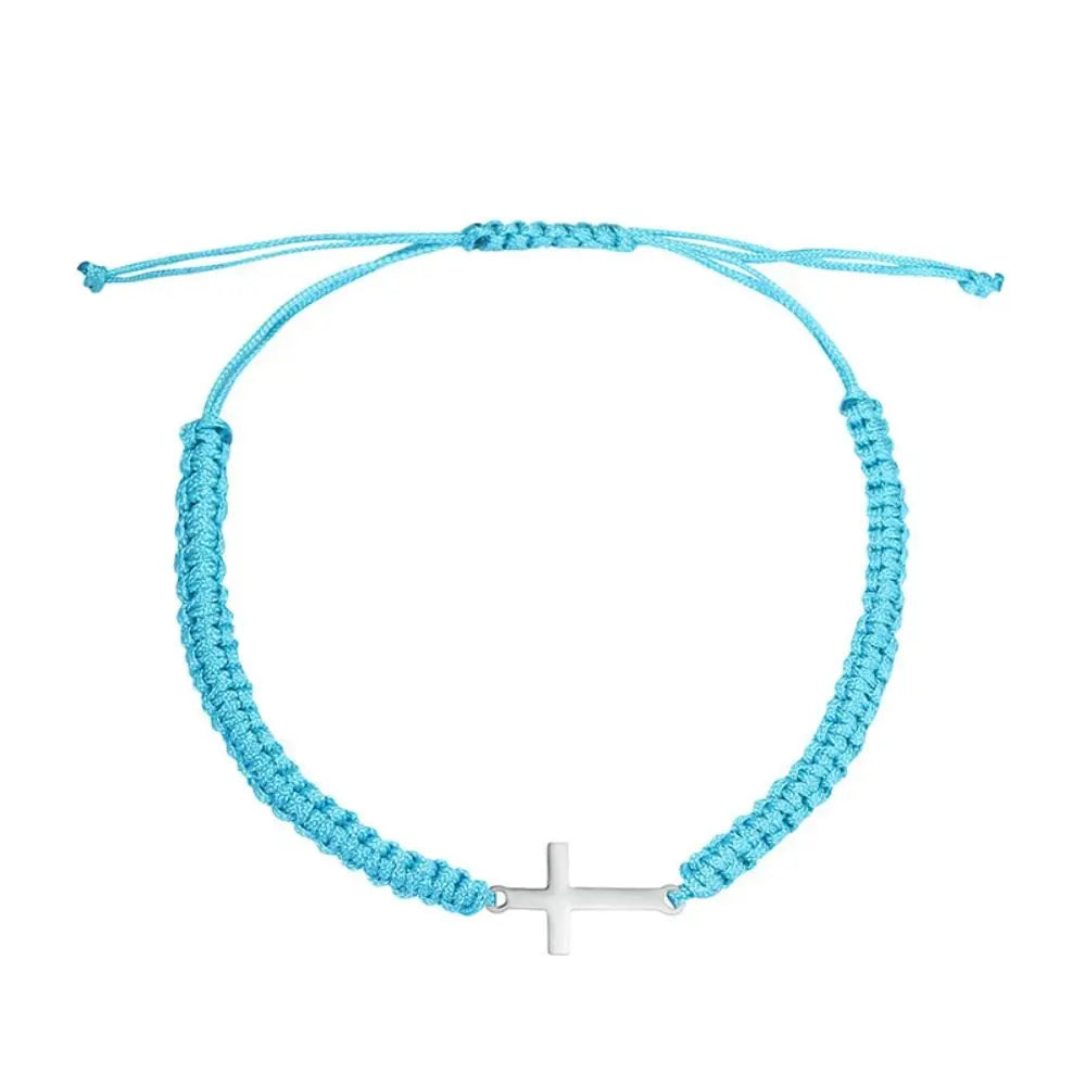 Braided Cross Charm Bracelet