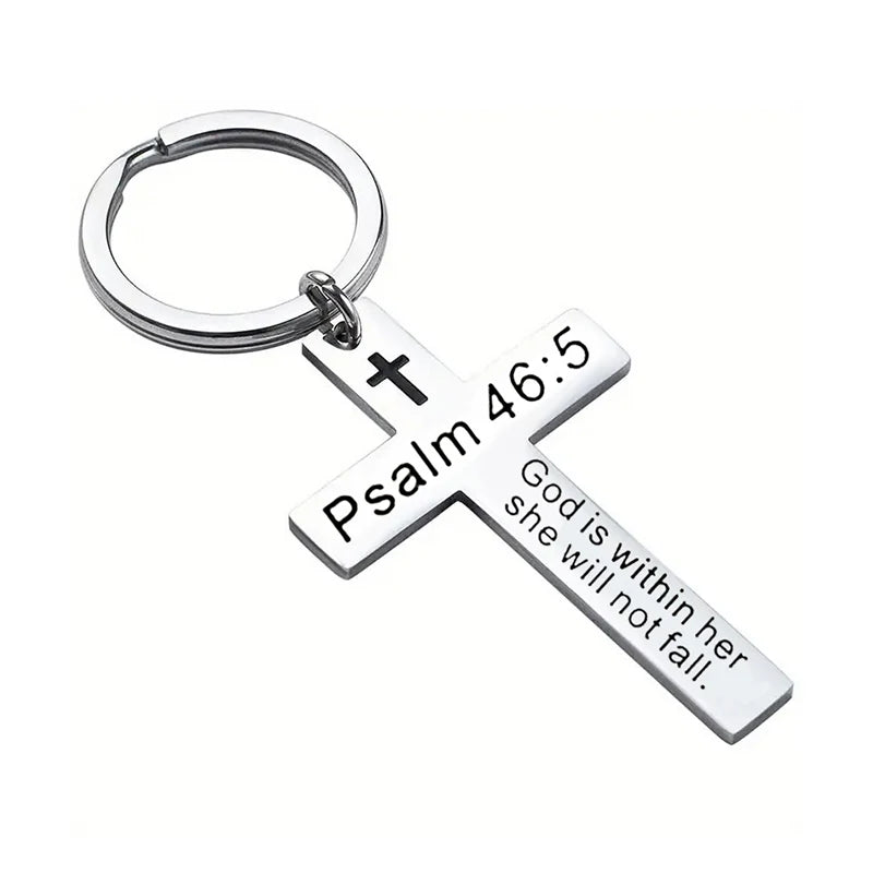 Christian Bible Verse Cross Keychain