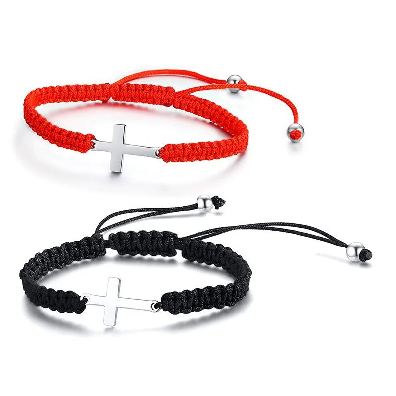 Braided Cross Charm Bracelet