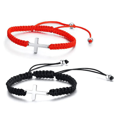 Braided Cross Charm Bracelet